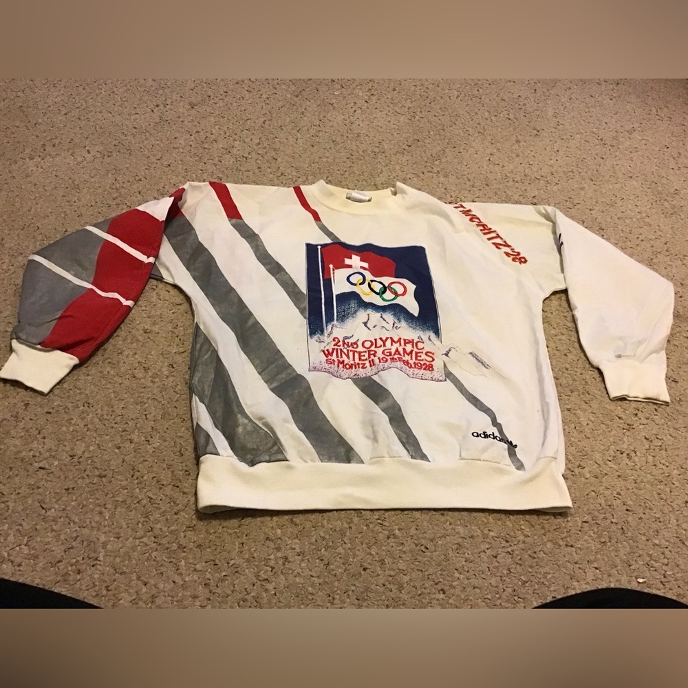 ADIDAS SZ S VINTAGE 80s ST MORITZ OLYMPIC SHIRT GUC 2ND OLY GAMES MENS OVERSZ